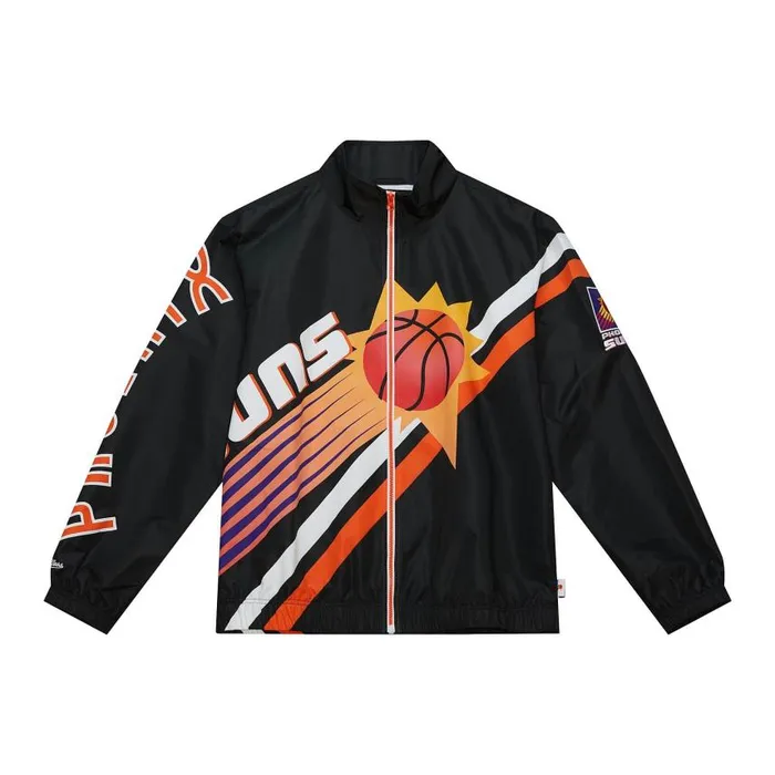 Mitchell and Ness Exploded Logo Warm Up Jacket Phoenix Suns Men Jackets and Outerwear