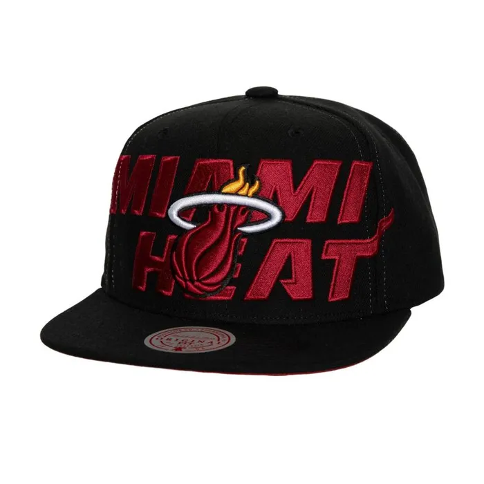 Mitchell and Ness Full Frontal Snapback Miami Heat Men Hats and Headwear