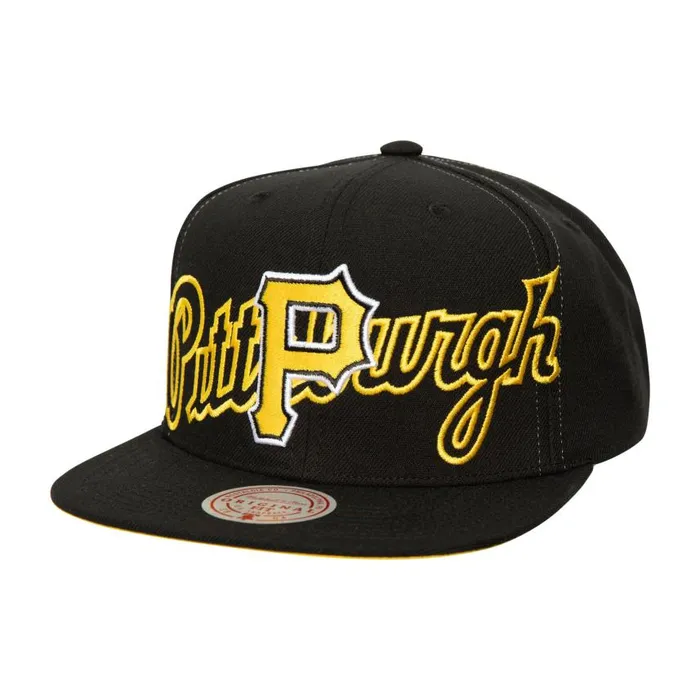 Mitchell and Ness Full Frontal Snapback Pittsburgh Pirates Men Hats and Headwear Mitchell and Ness Full Frontal Snapback Pittsburgh Pirates Men Hats and Headwear