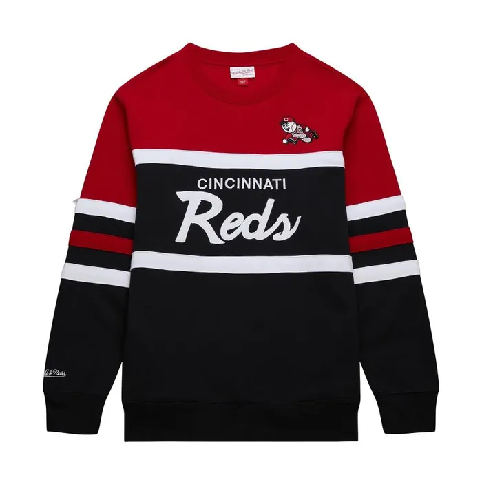 Mitchell and Ness Head Coach Fleece Crew Vintage Logo Cincinnati Reds Men Hoodies and Sweatshirts Mitchell and Ness Head Coach Fleece Crew Vintage Logo Cincinnati Reds Men Hoodies and Sweatshirts