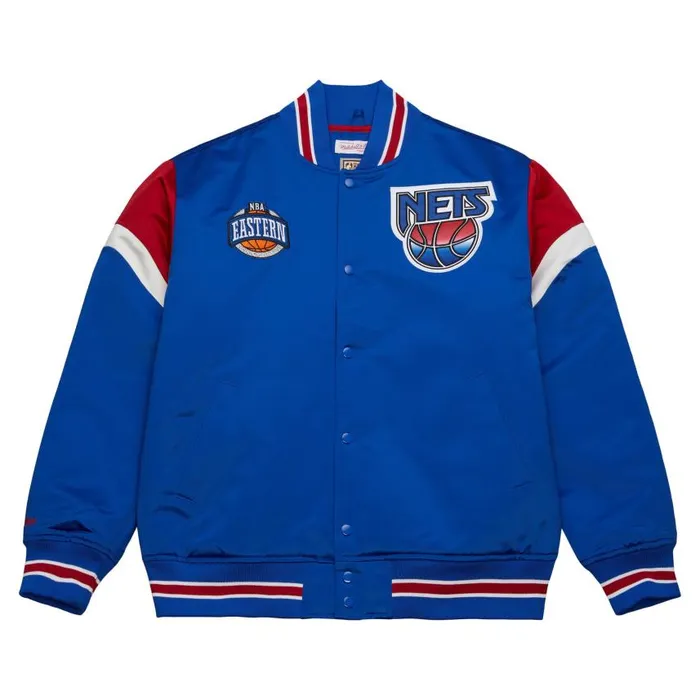 Mitchell and Ness Heavyweight Satin Jacket New Jersey Nets Men Jackets and Outerwear