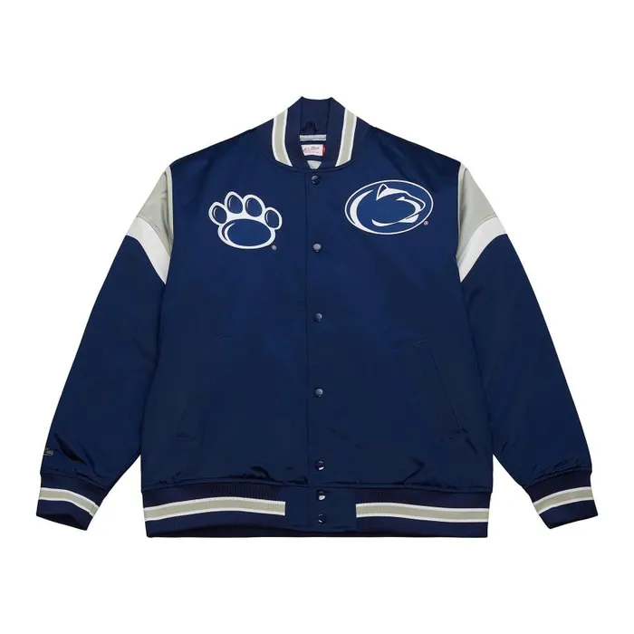 Mitchell and Ness Heavyweight Satin Jacket Penn State University Men Jackets and Outerwear