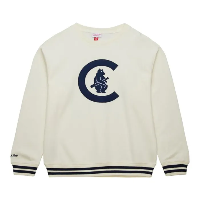 Mitchell and Ness Heritage Fleece Crew Vintage Logo Chicago Cubs Men Hoodies and Sweatshirts
