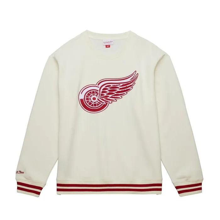 Mitchell and Ness Heritage Fleece Crew Vintage Logo Detroit Red Wings Men Hoodies and Sweatshirts