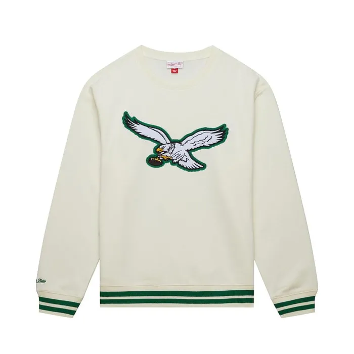 Mitchell and Ness Heritage Fleece Crew Vintage Logo Philadelphia Eagles Men Hoodies and Sweatshirts