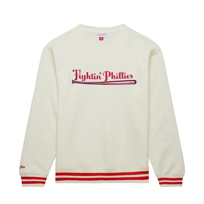 Mitchell and Ness Heritage Fleece Crew Vintage Logo Philadelphia Phillies Men Hoodies and Sweatshirts
