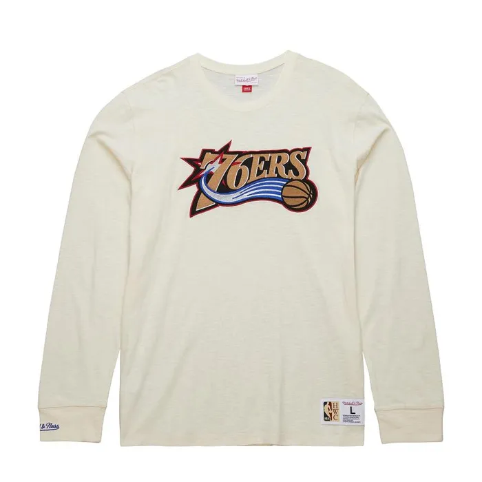 Mitchell and Ness Heritage LS Slub Tee Vintage Logo Philadelphia 76ers Men TShirts and Tops Mitchell and Ness Heritage LS Slub Tee Vintage Logo Philadelphia 76ers Men TShirts and Tops