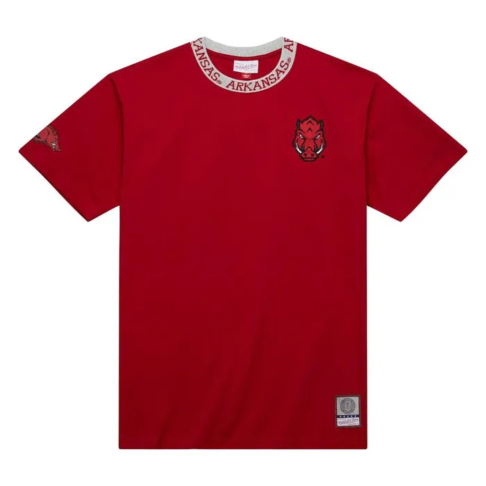 Mitchell and Ness Jacquard Ringer SS Tee Current Logo University Of Arkansas Men TShirts and Tops Mitchell and Ness Jacquard Ringer SS Tee Current Logo University Of Arkansas Men TShirts and Tops