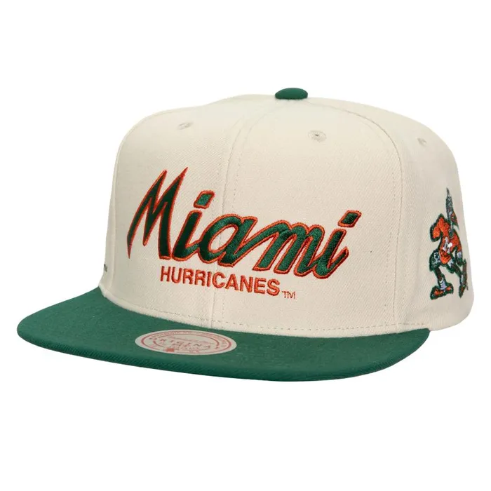 Mitchell and Ness Just Don Cream Snapback University Of Miami Men Hats and Headwear Mitchell and Ness Just Don Cream Snapback University Of Miami Men Hats and Headwear