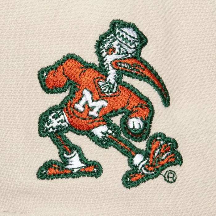 Mitchell and Ness Just Don Cream Snapback University Of Miami Men Hats and Headwear