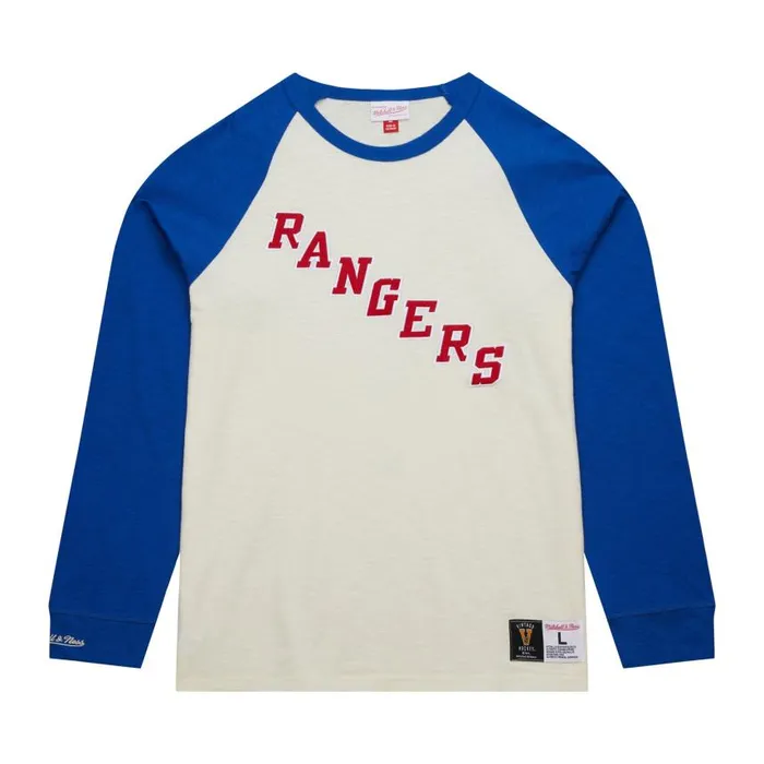 Mitchell and Ness Legendary Slub LS Vintage Logo New York Rangers Men TShirts and Tops