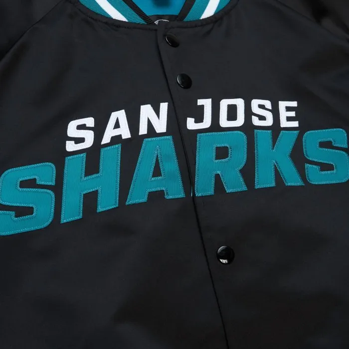 Mitchell and Ness Lightweight Satin Jacket Current Logo San Jose Sharks Men Jackets and Outerwear Mitchell and Ness Lightweight Satin Jacket Current Logo San Jose Sharks Men Jackets and Outerwear