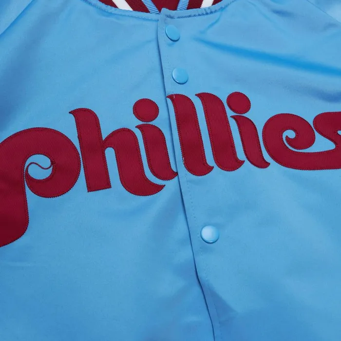 Mitchell and Ness Lightweight Satin Jacket Philadelphia Phillies Men Jackets and Outerwear Mitchell and Ness Lightweight Satin Jacket Philadelphia Phillies Men Jackets and Outerwear