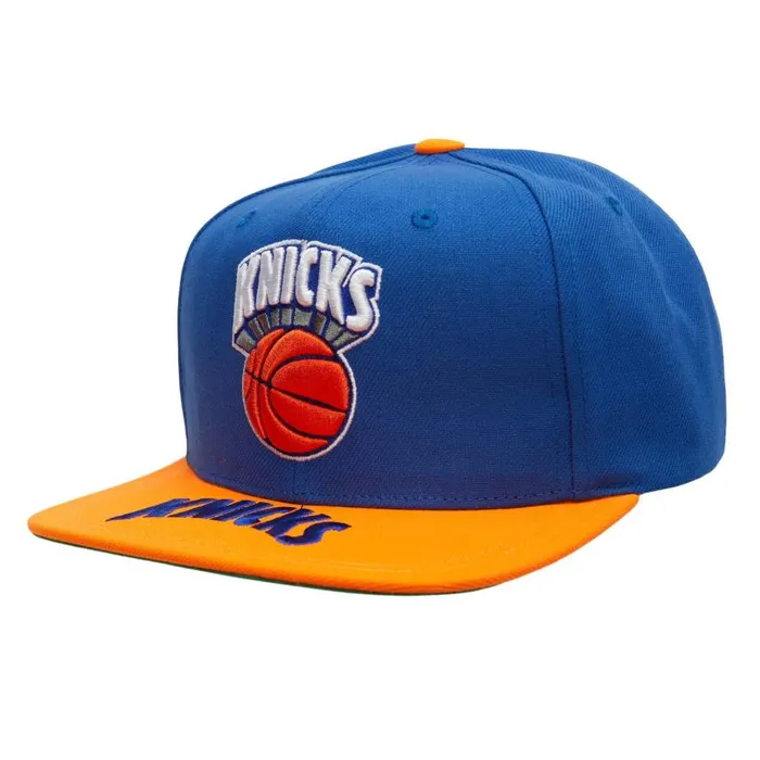 Mitchell and Ness Logo Bill Snapback HWC New York Knicks Men Hats and Headwear Mitchell and Ness Logo Bill Snapback HWC New York Knicks Men Hats and Headwear