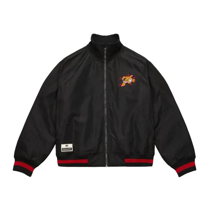 Mitchell and Ness MandN X Melody Ehsani Satin Jacket Philadelphia 76ers Women Jackets and Outerwear