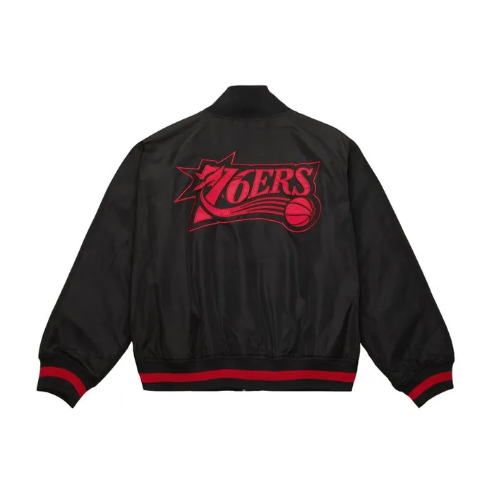 Mitchell and Ness MandN X Melody Ehsani Satin Jacket Philadelphia 76ers Women Jackets and Outerwear Mitchell and Ness MandN X Melody Ehsani Satin Jacket Philadelphia 76ers Women Jackets and Outerwear
