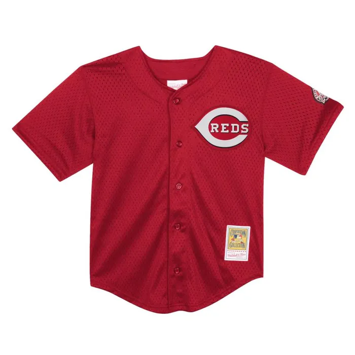 Mitchell and Ness Mesh BP Jersey Cincinnati Reds Ken Griffey Jr Kids Jerseys