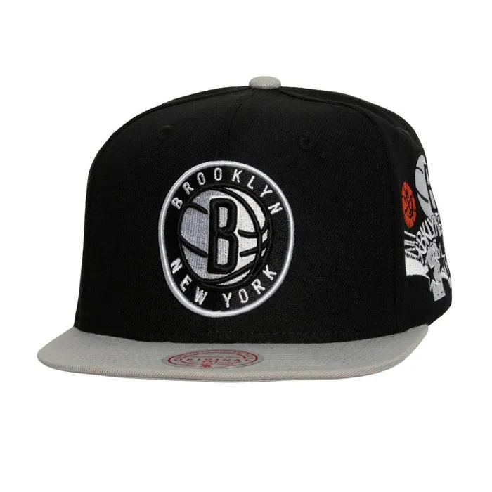 Mitchell and Ness Patch Overload Snapback Brooklyn Nets Men Hats and Headwear Mitchell and Ness Patch Overload Snapback Brooklyn Nets Men Hats and Headwear