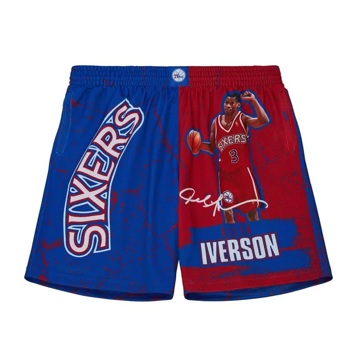 Mitchell and Ness Player Burst Mesh Shorts Philadelphia 76ers Allen Iverson Men Shorts