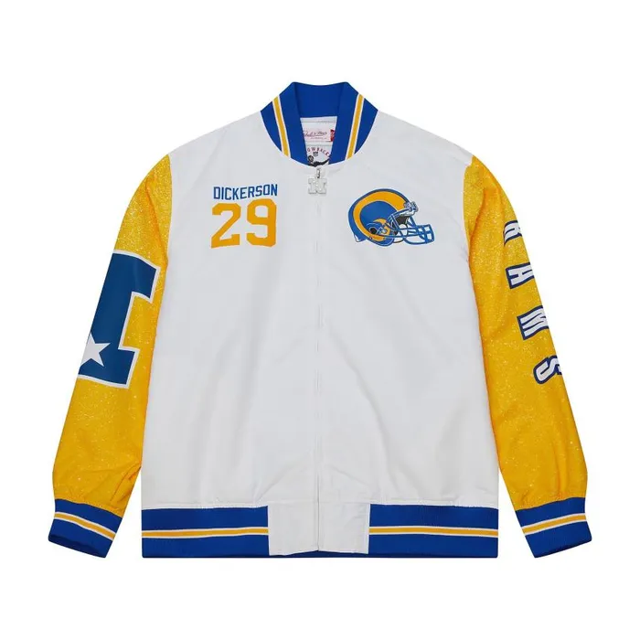 Mitchell and Ness Player Burst Warm Up Jacket Los Angeles Rams Eric Dickerson Men Jackets and Outerwear