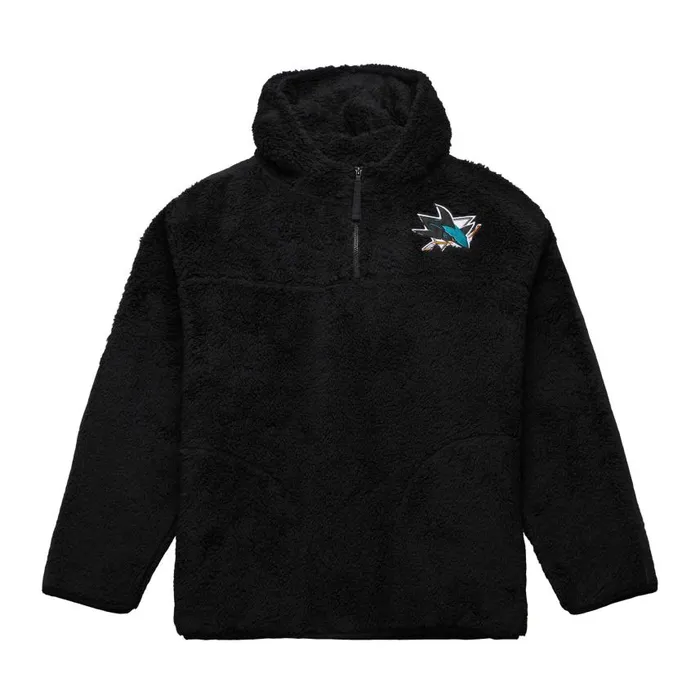 Mitchell and Ness Polar Fleece 14 Zip Pullover Hoodie Current Logo San Jose Sharks Men Hoodies and Sweatshirts Mitchell and Ness Polar Fleece 14 Zip Pullover Hoodie Current Logo San Jose Sharks Men Hoodies and Sweatshirts