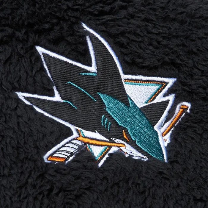 Mitchell and Ness Polar Fleece 14 Zip Pullover Hoodie Current Logo San Jose Sharks Men Hoodies and Sweatshirts