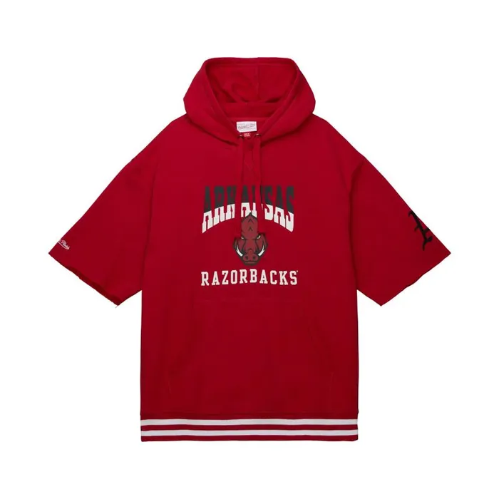 Mitchell and Ness PreGame SS Fleece Hoodie University Of Arkansas Men Hoodies and Sweatshirts