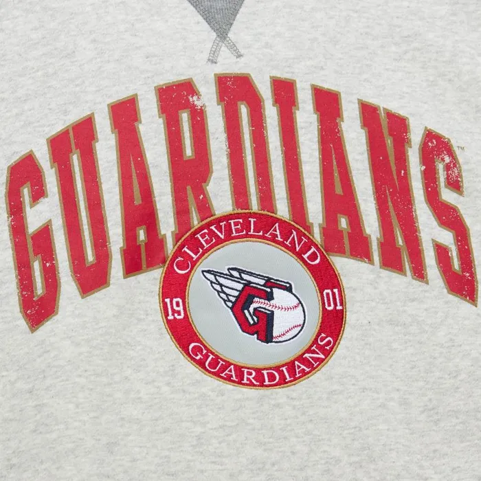 Mitchell and Ness Premium Fleece Crew Current Logo Cleveland Guardians Men Hoodies and Sweatshirts
