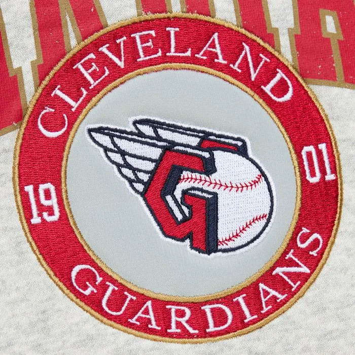 Mitchell and Ness Premium Fleece Crew Current Logo Cleveland Guardians Men Hoodies and Sweatshirts