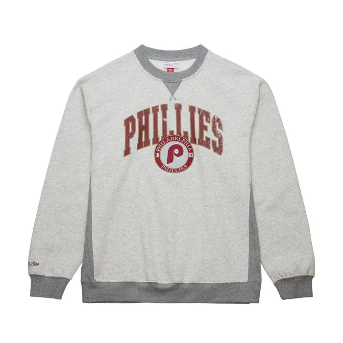 Mitchell and Ness Premium Fleece Crew Vintage Logo Philadelphia Phillies Men Hoodies and Sweatshirts