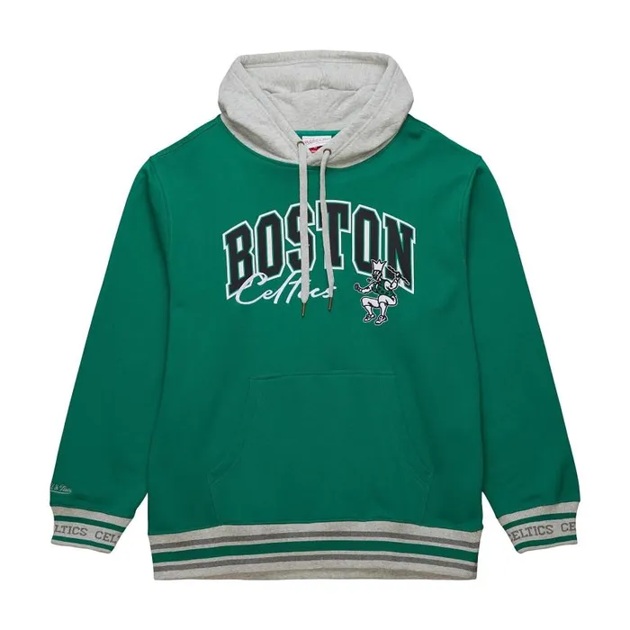 Mitchell and Ness Premium Fleece Hoodie Vintage Logo Boston Celtics Men Hoodies and Sweatshirts
