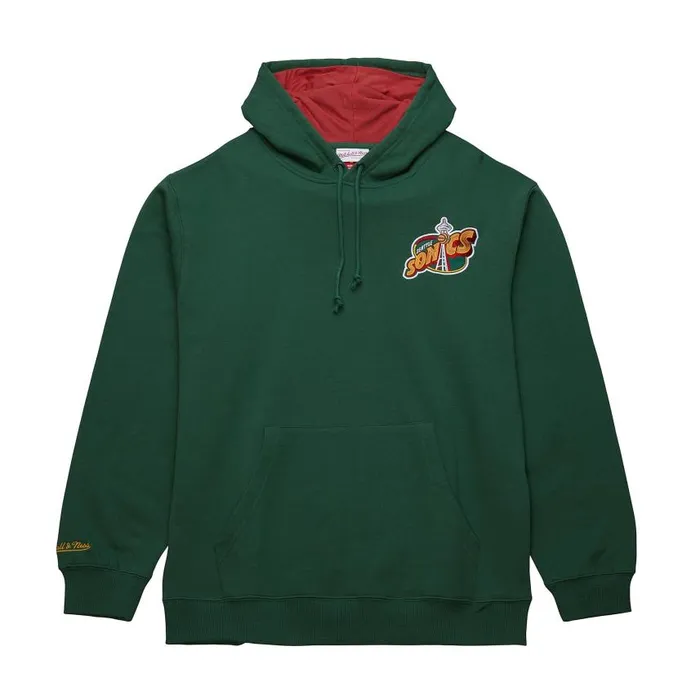 Mitchell and Ness Premium NandN Player Fleece Vintage Logo Seattle Supersonics Shawn Kemp Men Hoodies and Sweatshirts