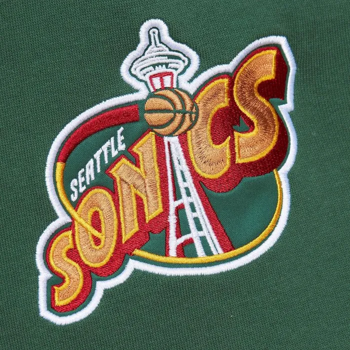 Mitchell and Ness Premium NandN Player Fleece Vintage Logo Seattle Supersonics Shawn Kemp Men Hoodies and Sweatshirts