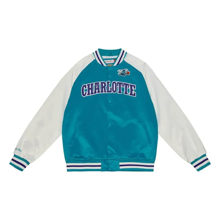 Mitchell and Ness Primetime Lightweight Satin Jacket Charlotte Hornets Men Jackets and Outerwear