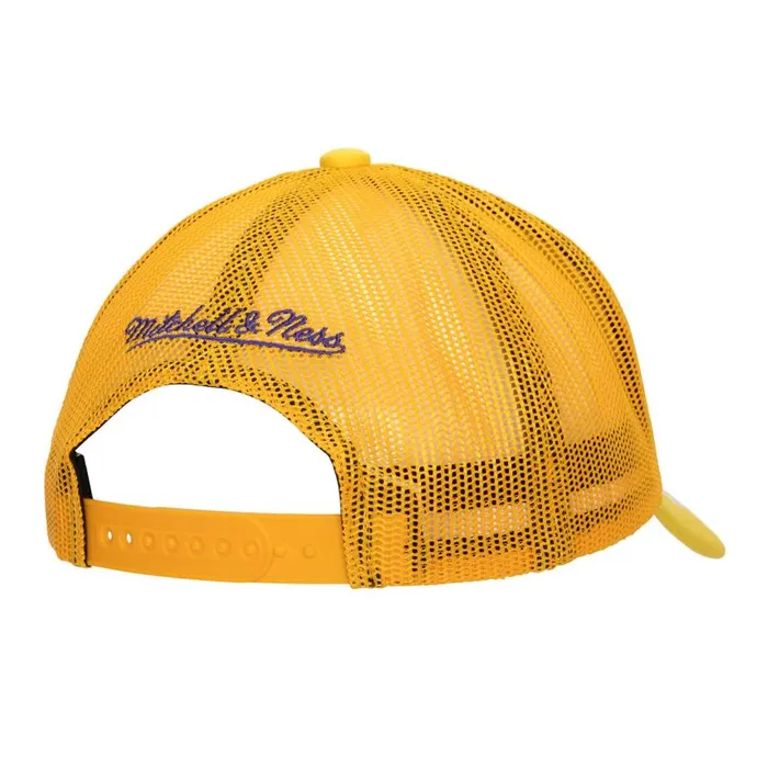 Mitchell and Ness Puff The Magic Trucker Snapback HWC Los Angeles Lakers Men Hats and Headwear Mitchell and Ness Puff The Magic Trucker Snapback HWC Los Angeles Lakers Men Hats and Headwear