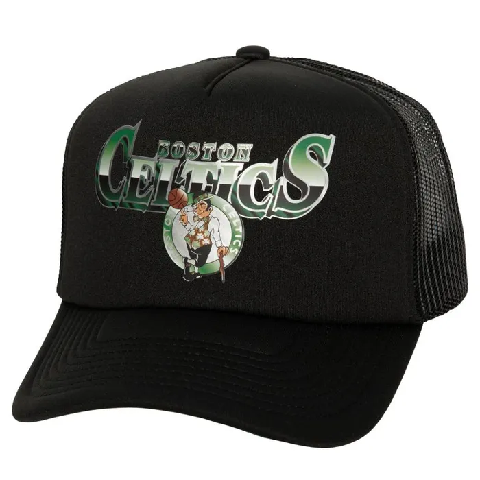 Mitchell and Ness Rock On Trucker Boston Celtics Men Hats and Headwear