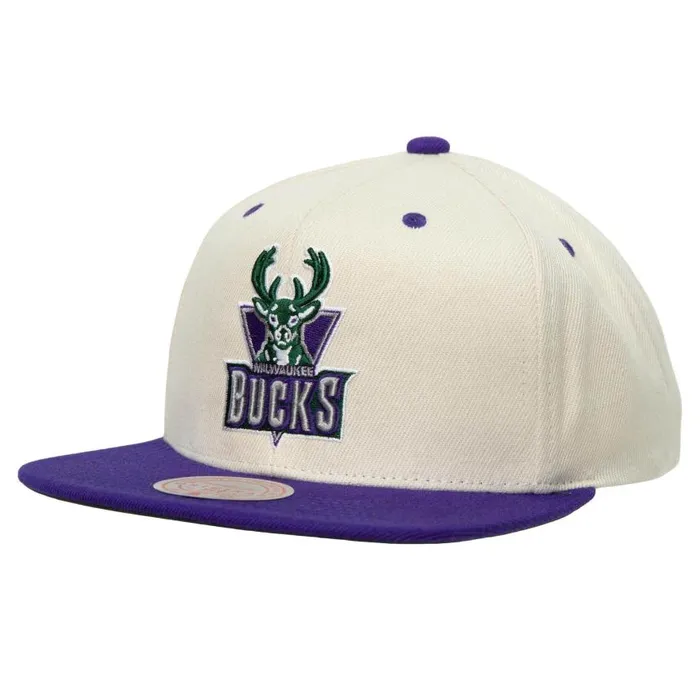 Mitchell and Ness Sail 2 Tone Snapback HWC Milwaukee Bucks Men Hats and Headwear Mitchell and Ness Sail 2 Tone Snapback HWC Milwaukee Bucks Men Hats and Headwear