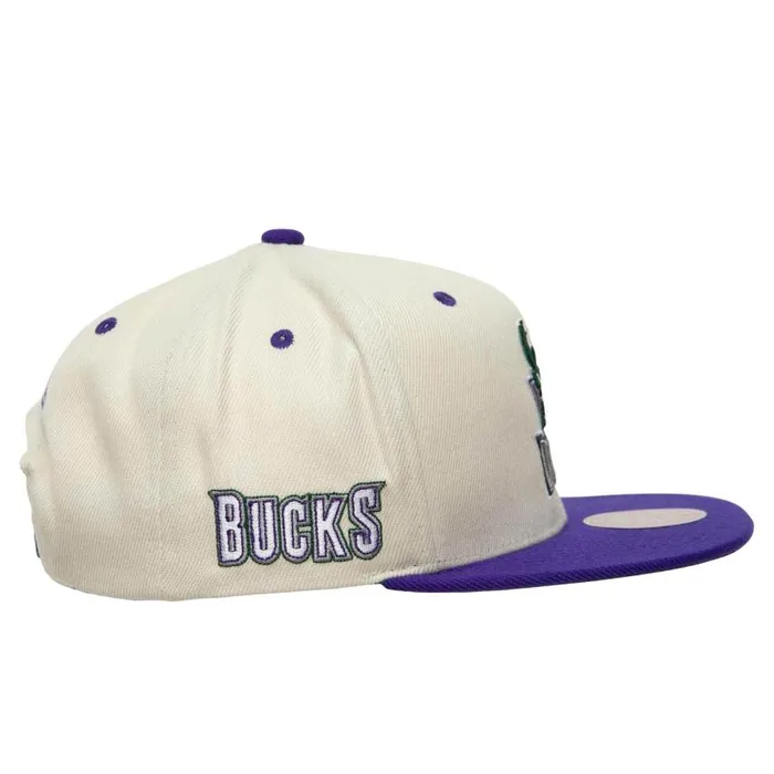 Mitchell and Ness Sail 2 Tone Snapback HWC Milwaukee Bucks Men Hats and Headwear