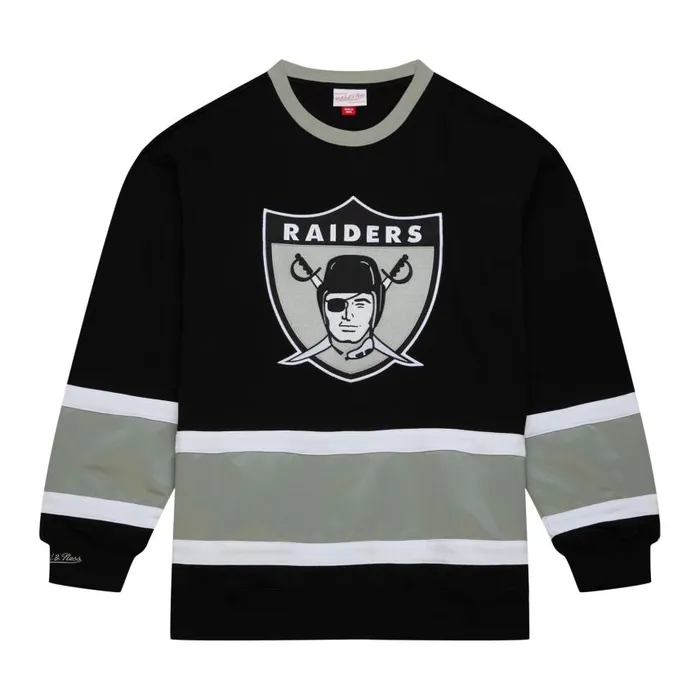 Mitchell and Ness Satin Insert Fleece Crew Oakland Raiders Men Hoodies and Sweatshirts Mitchell and Ness Satin Insert Fleece Crew Oakland Raiders Men Hoodies and Sweatshirts