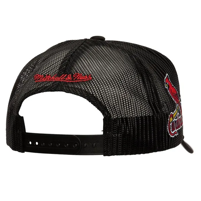 Mitchell and Ness Script Trucker St Louis Cardinals Men Hats and Headwear Mitchell and Ness Script Trucker St Louis Cardinals Men Hats and Headwear