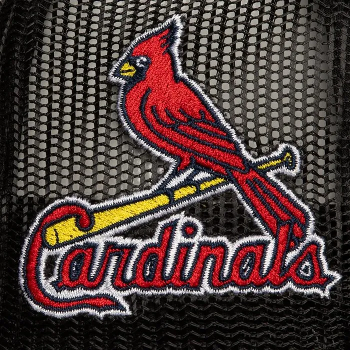 Mitchell and Ness Script Trucker St Louis Cardinals Men Hats and Headwear Mitchell and Ness Script Trucker St Louis Cardinals Men Hats and Headwear