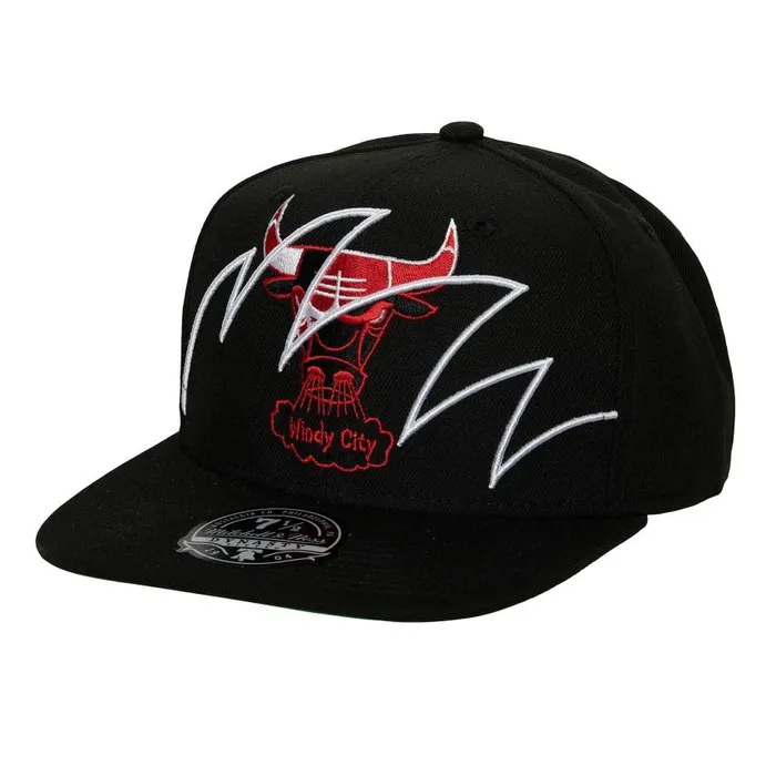 Mitchell and Ness Shark Bite Fitted HWC Hat Chicago Bulls Men Hats and Headwear Mitchell and Ness Shark Bite Fitted HWC Hat Chicago Bulls Men Hats and Headwear