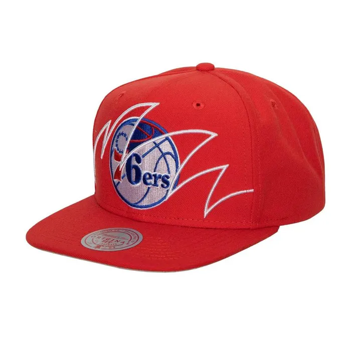 Mitchell and Ness Shark Bite Snapback Philadelphia 76ers Men Hats and Headwear Mitchell and Ness Shark Bite Snapback Philadelphia 76ers Men Hats and Headwear