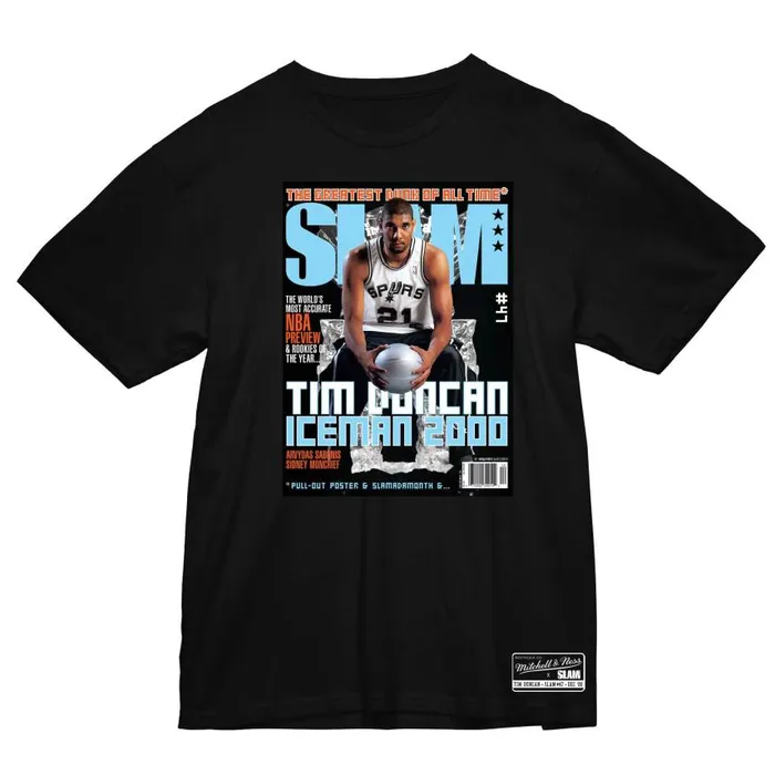 Mitchell and Ness Slam Cover San Antonio Spurs Tim Duncan Men TShirts and Tops