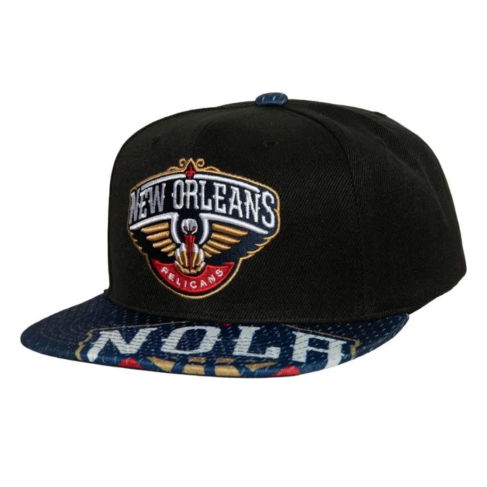 Mitchell and Ness Snapshot Snapback New Orleans Pelicans Men Hats and Headwear