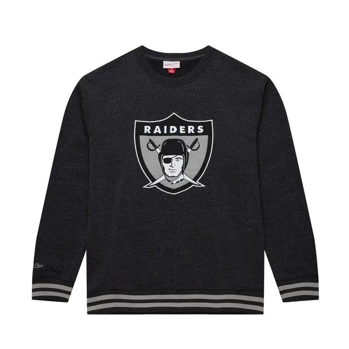 Mitchell and Ness Snow Washed Fleece Crew Vintage Logo Oakland Raiders Men Hoodies and Sweatshirts