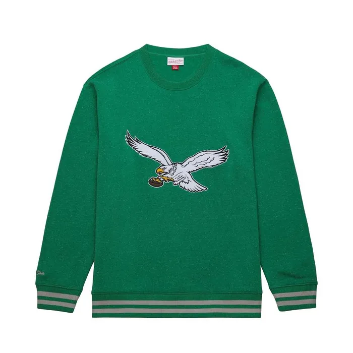 Mitchell and Ness Snow Washed Fleece Crew Vintage Logo Philadelphia Eagles Men Hoodies and Sweatshirts Mitchell and Ness Snow Washed Fleece Crew Vintage Logo Philadelphia Eagles Men Hoodies and Sweatshirts