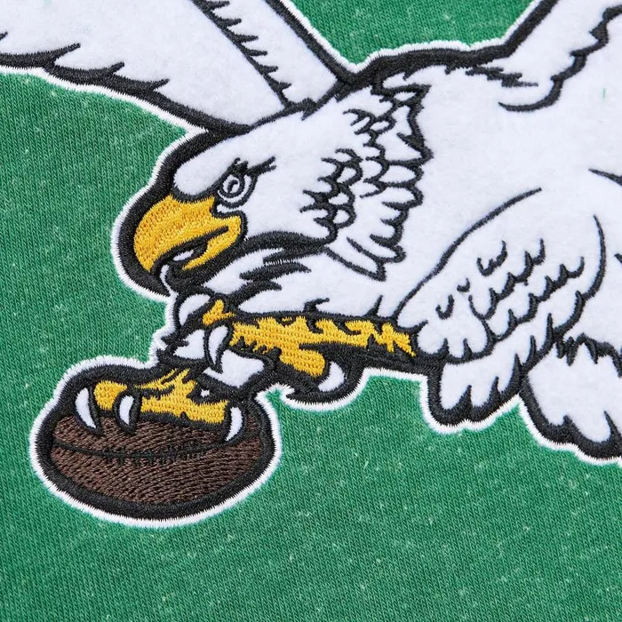 Mitchell and Ness Snow Washed Fleece Crew Vintage Logo Philadelphia Eagles Men Hoodies and Sweatshirts