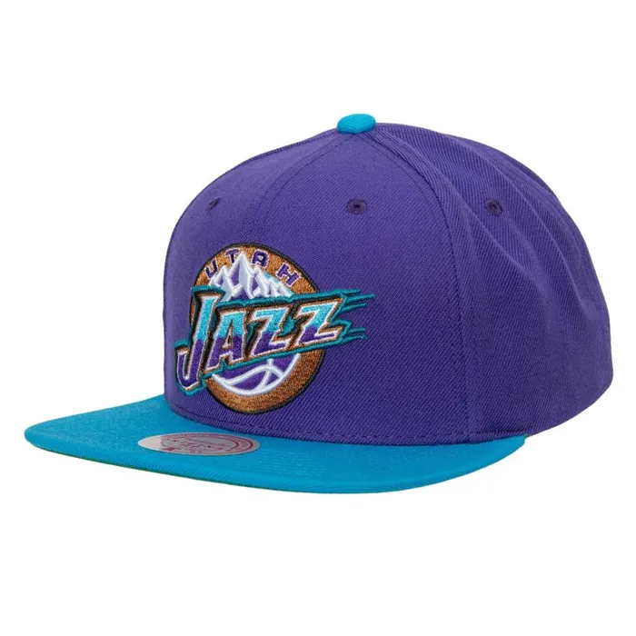 Mitchell and Ness Team 2 Tone 20 Snapback HWC Utah Jazz Men Hats and Headwear