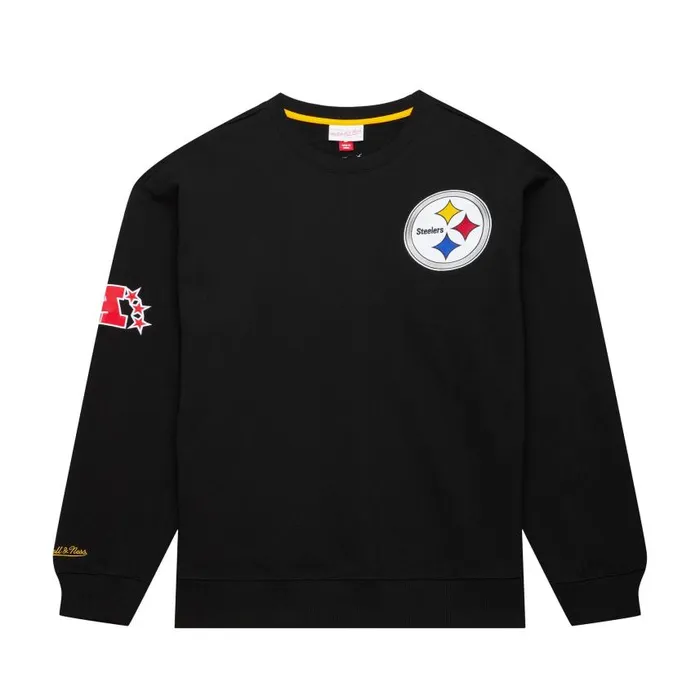 Mitchell and Ness Team First Satin Fleece Crew Pittsburgh Steelers Men Hoodies and Sweatshirts Mitchell and Ness Team First Satin Fleece Crew Pittsburgh Steelers Men Hoodies and Sweatshirts